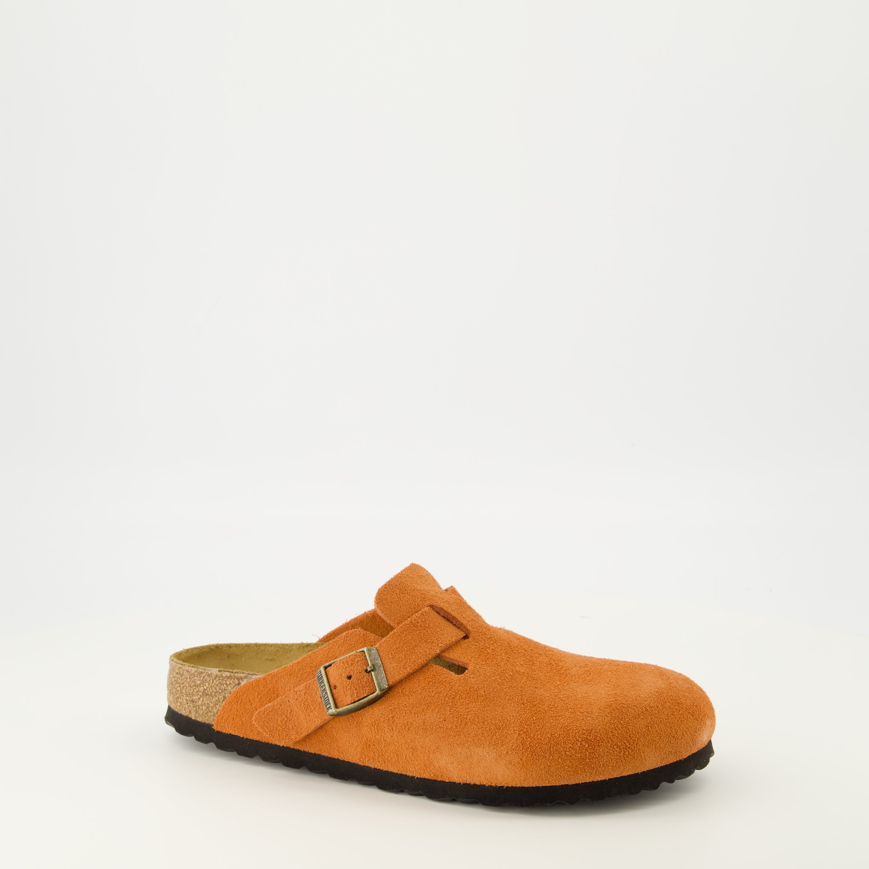Mules Boston orange en suède