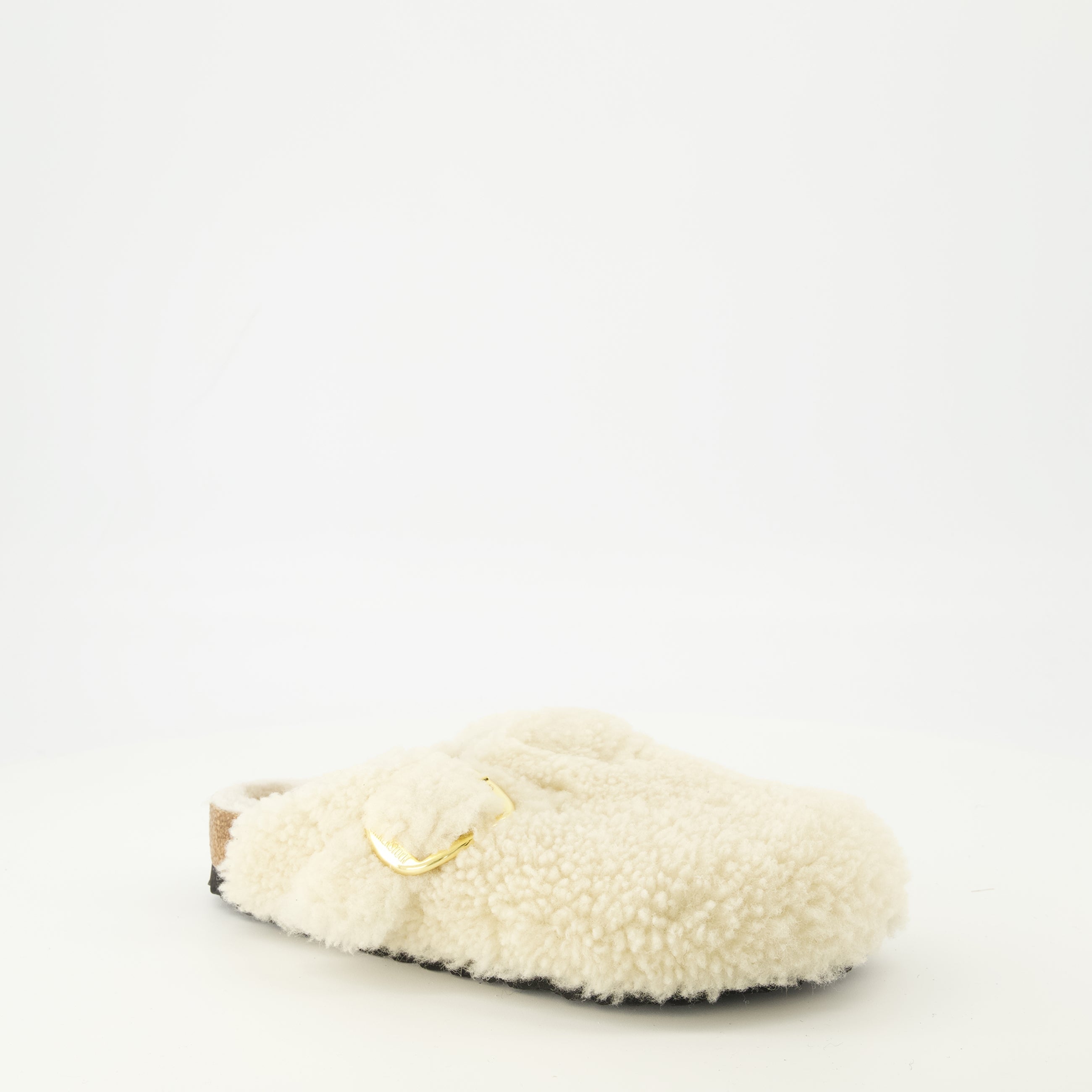 Mules Boston en teddy blanche