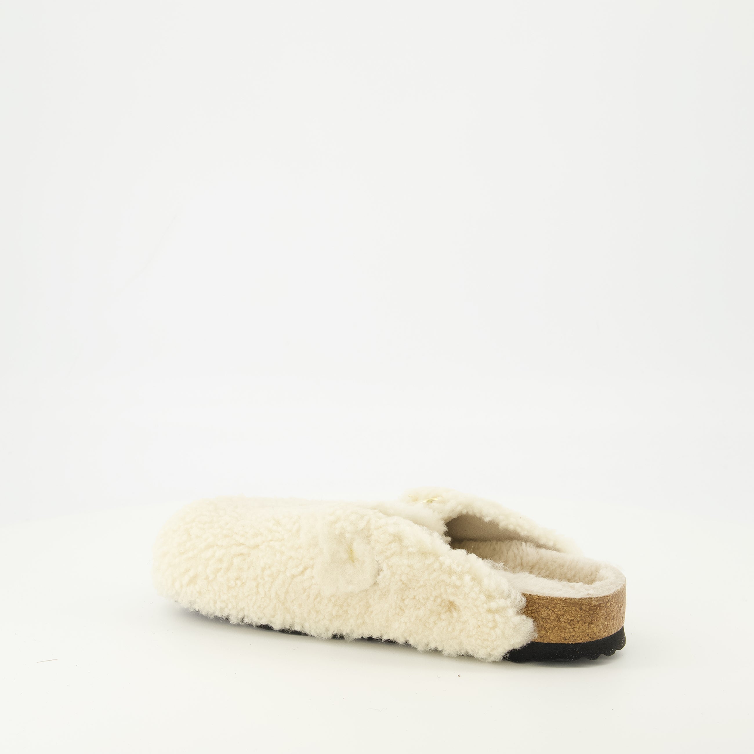Mules Boston en teddy blanche