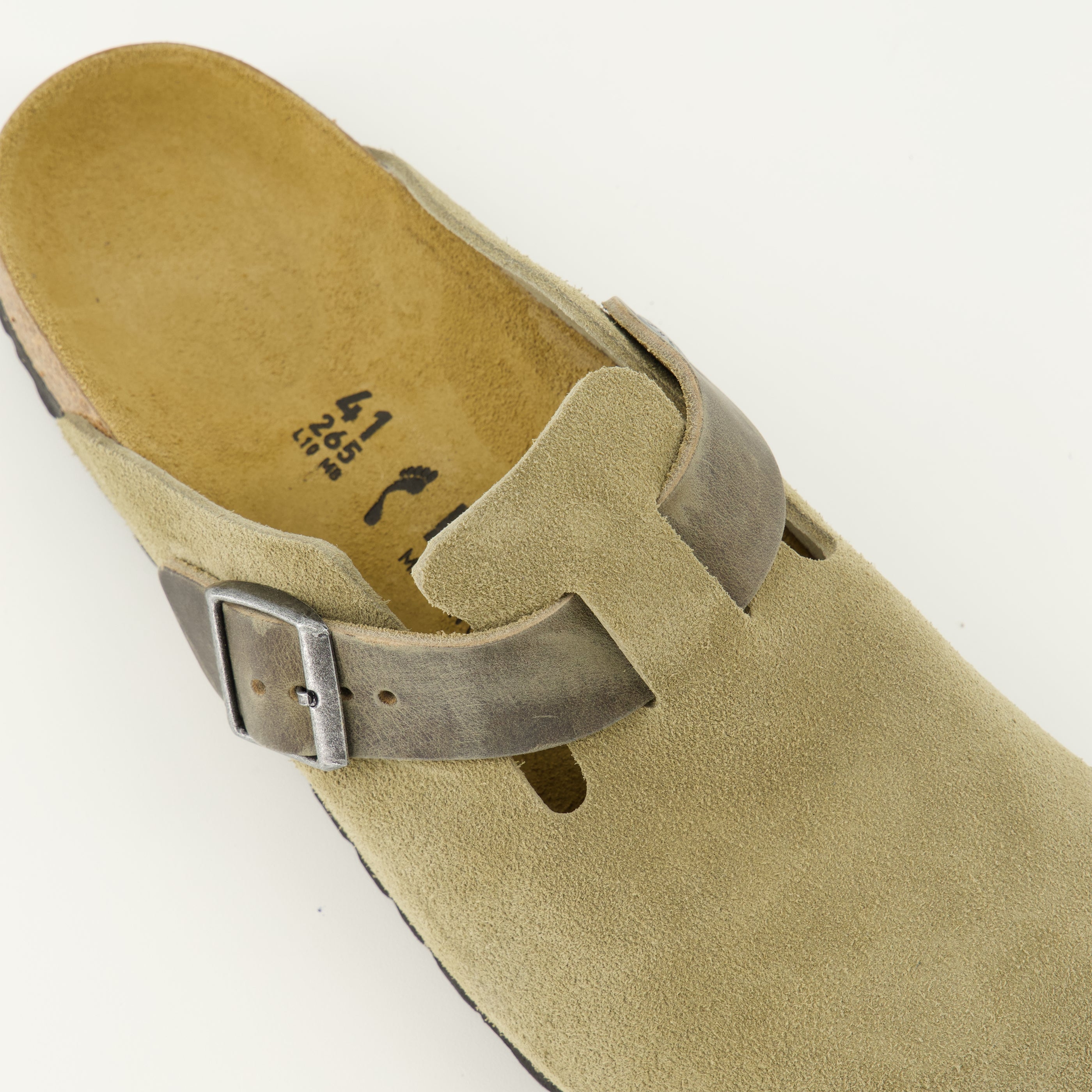 Mules Boston kaki en cuir suède
