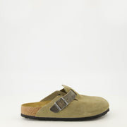 Mules Boston kaki en cuir suède