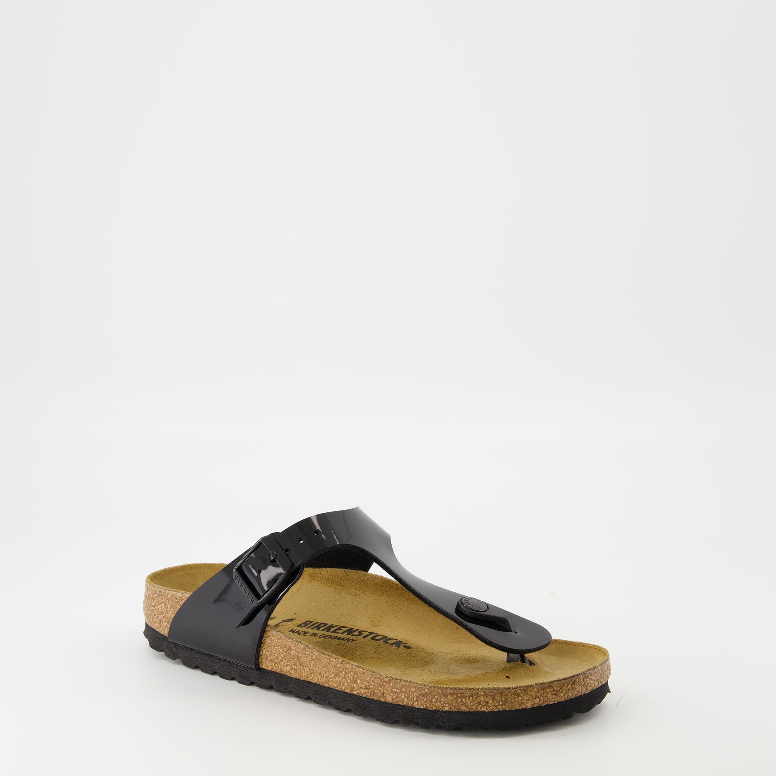 Tongs en cuir verni