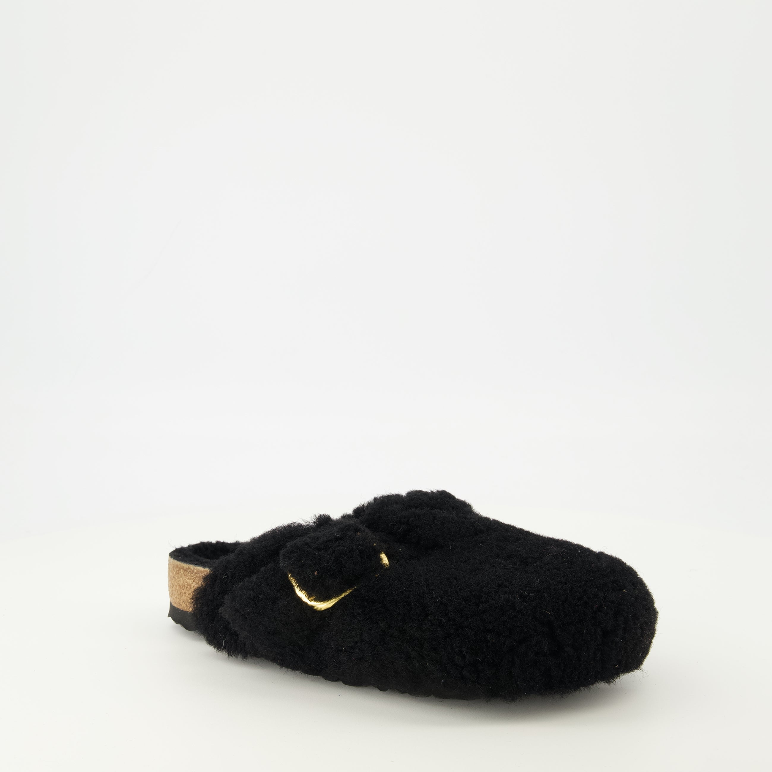 Mules Boston en teddy noir