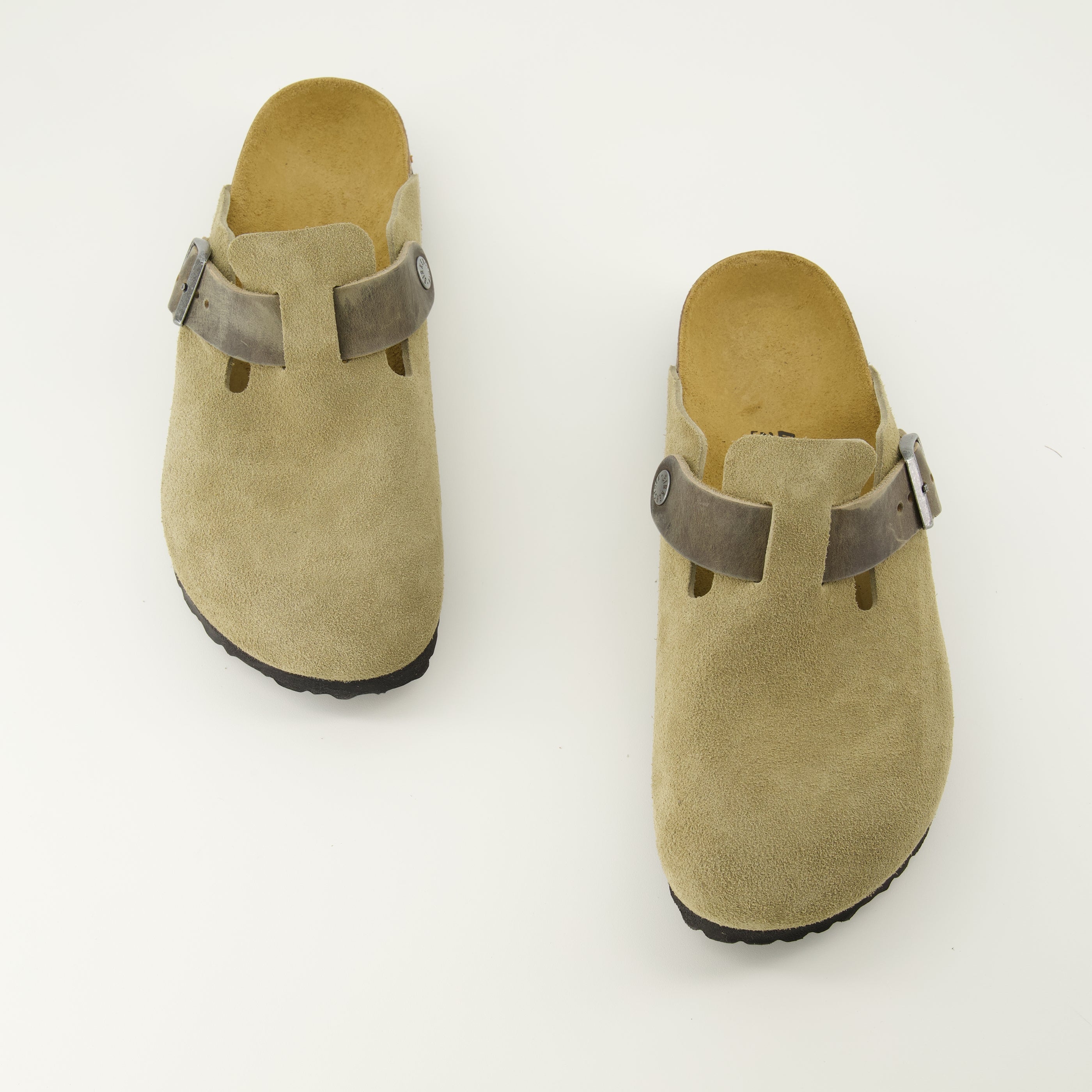 Mules Boston kaki en cuir suède