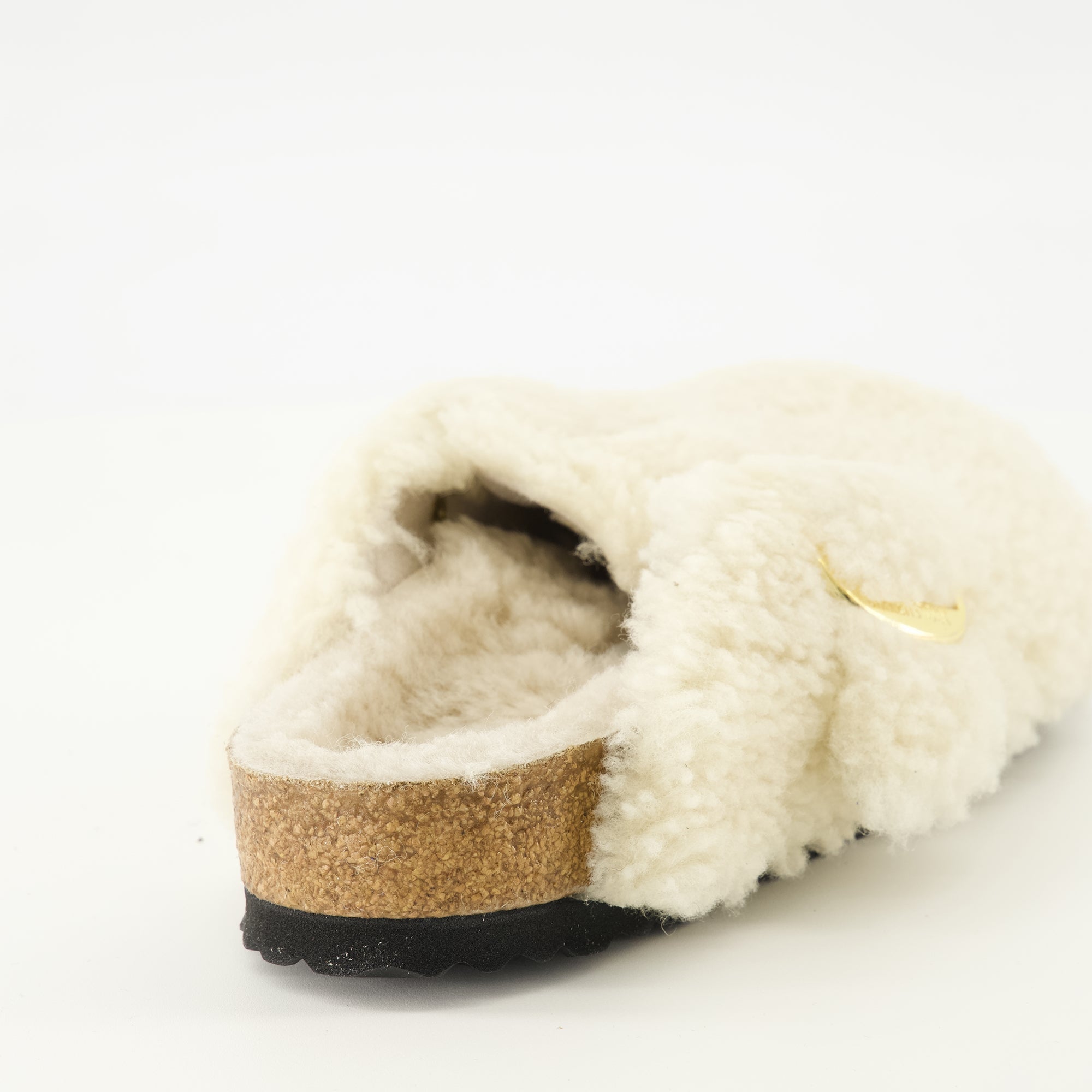 Mules Boston en teddy blanche