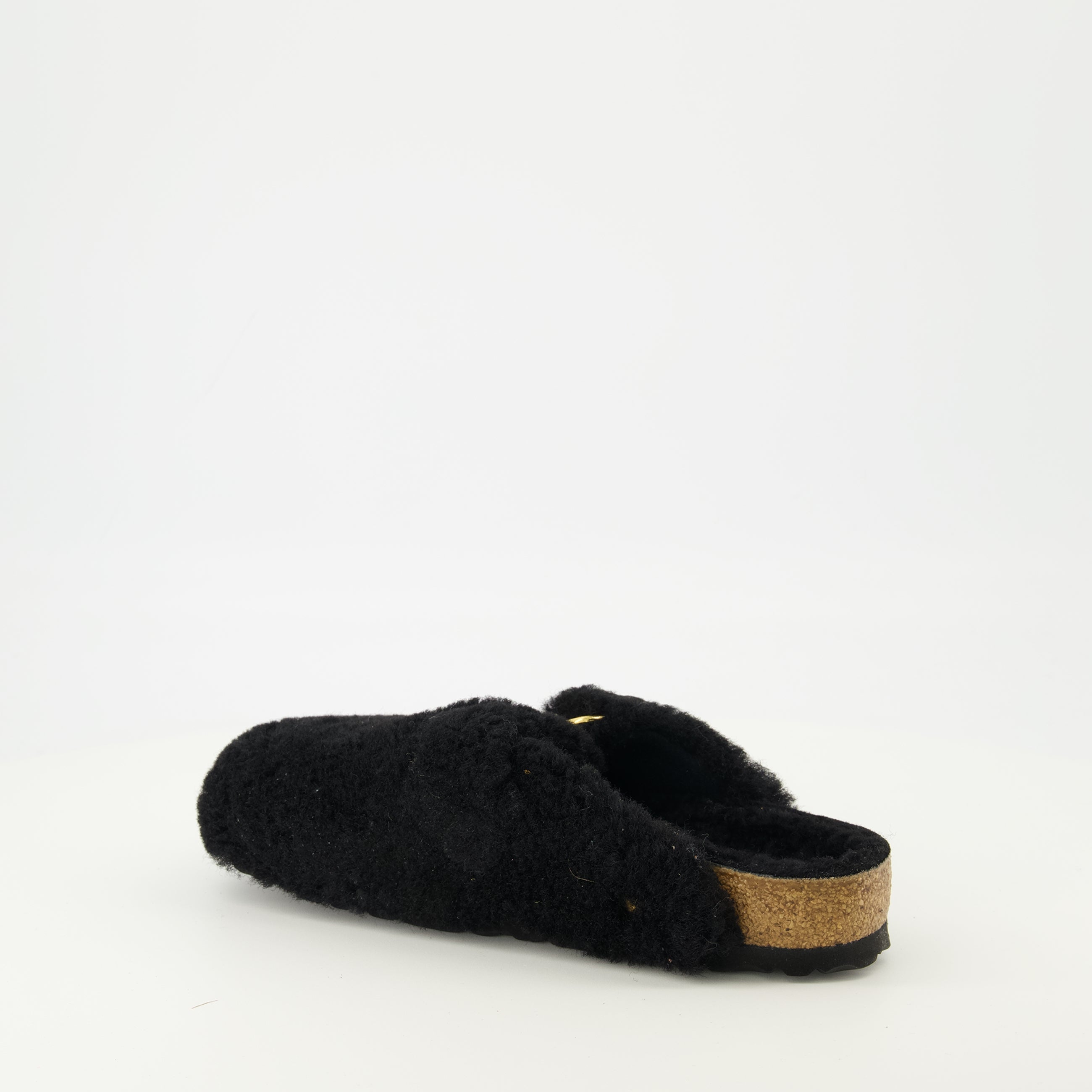 Mules Boston en teddy noir