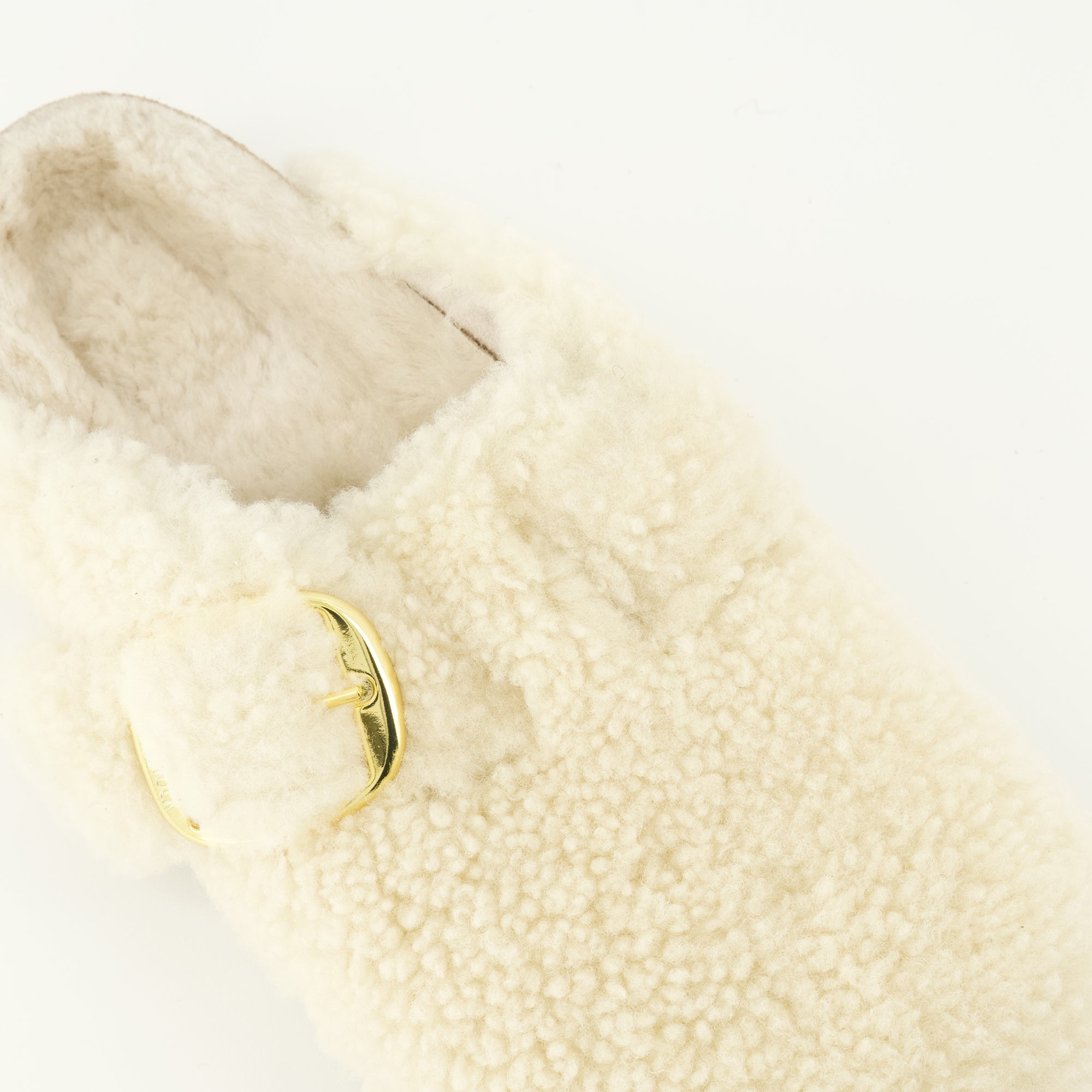 Mules Boston en teddy blanche