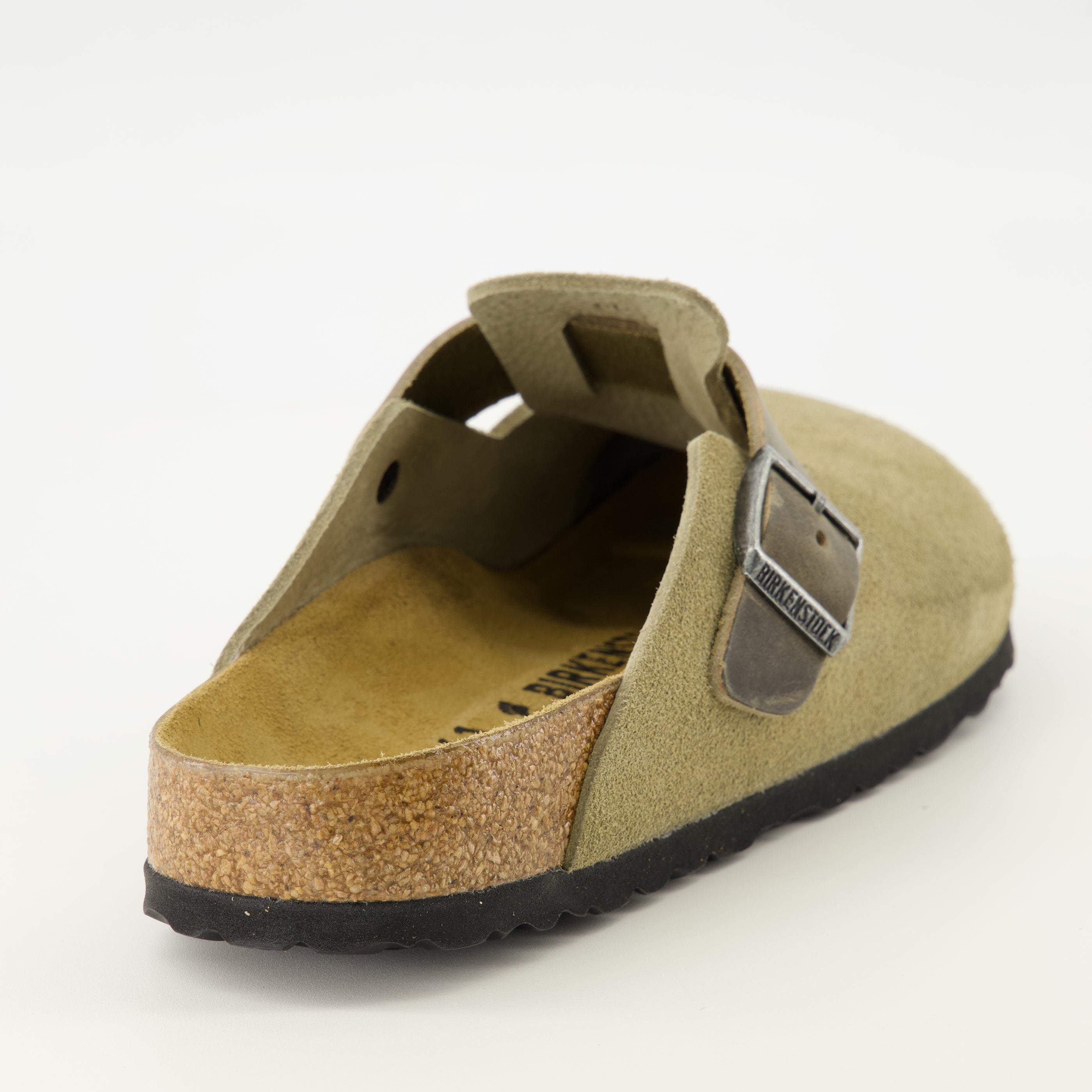 Mules Boston kaki en cuir suède
