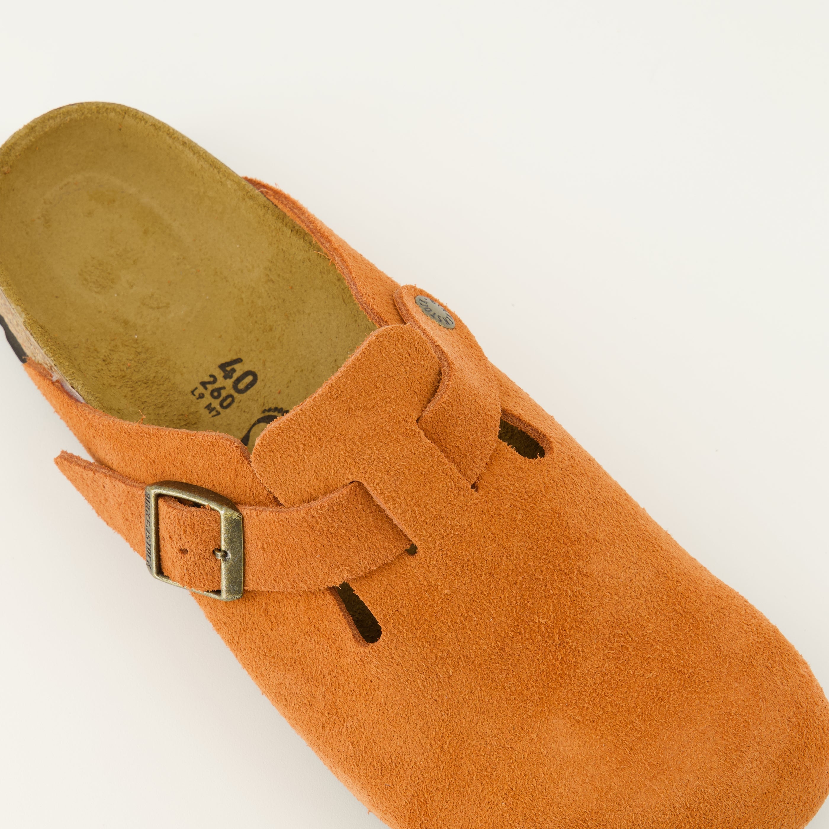 Mules Boston orange en suède