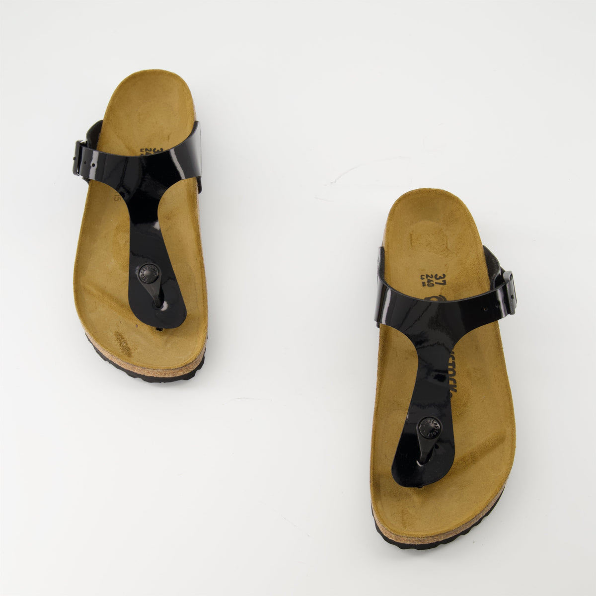 Tongs en cuir verni