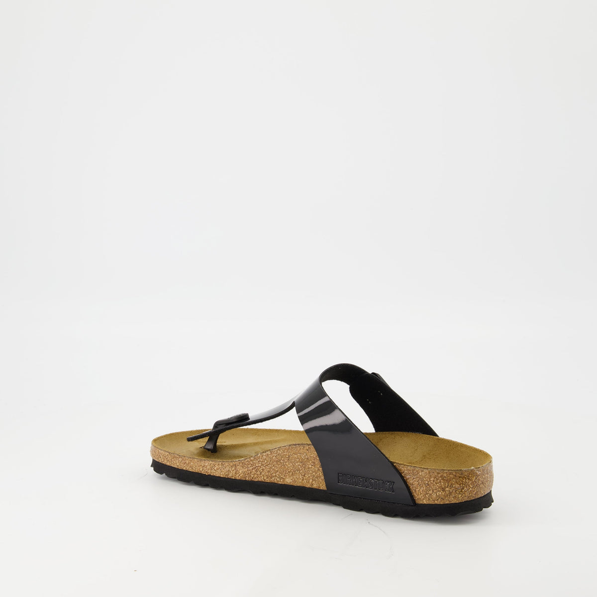 Tongs en cuir verni