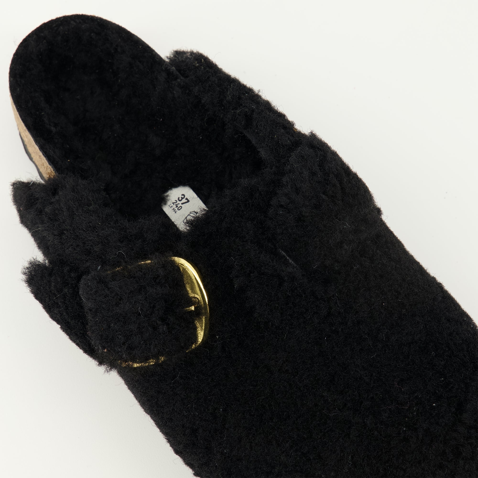 Mules Boston en teddy noir