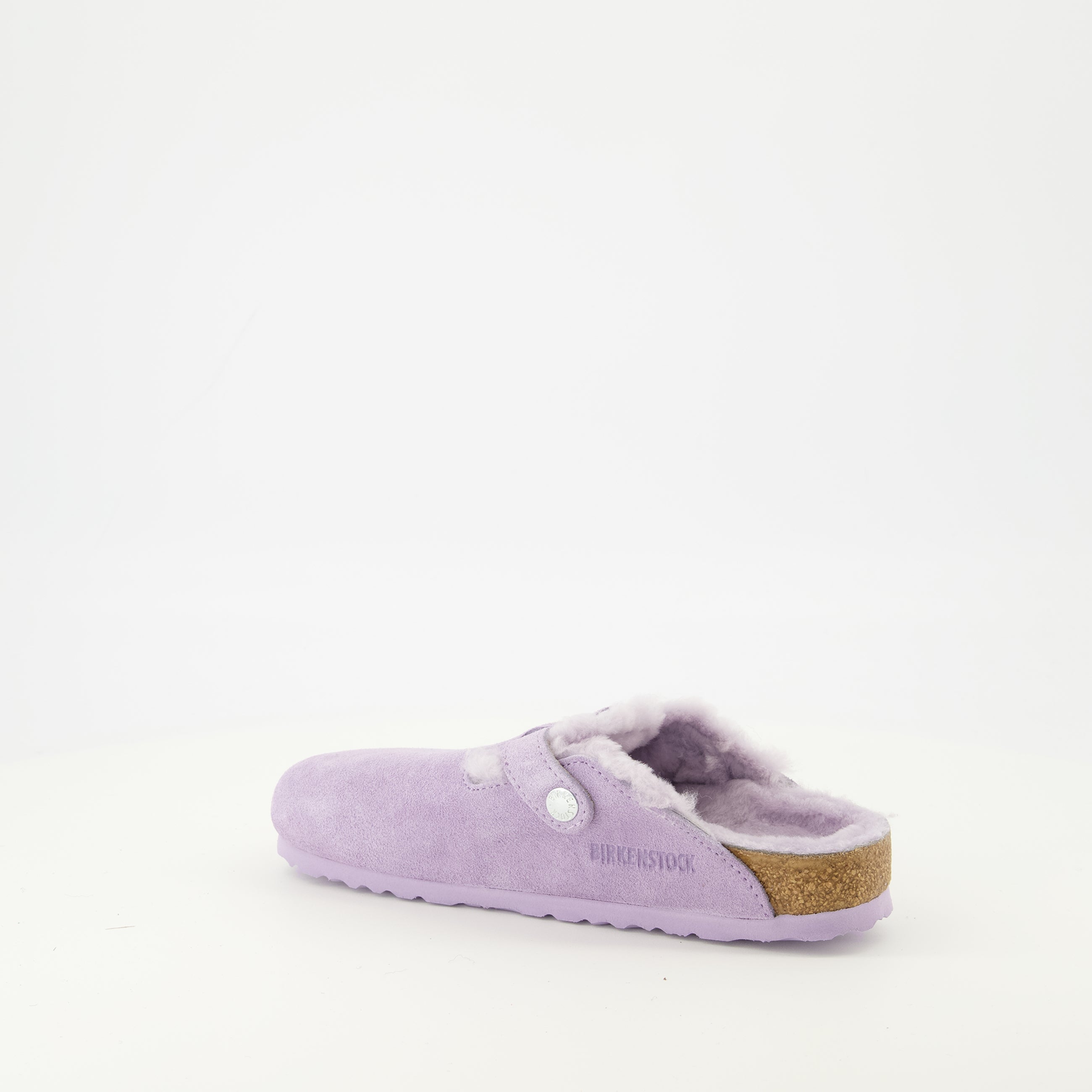 Mules Boston à fourrure violette