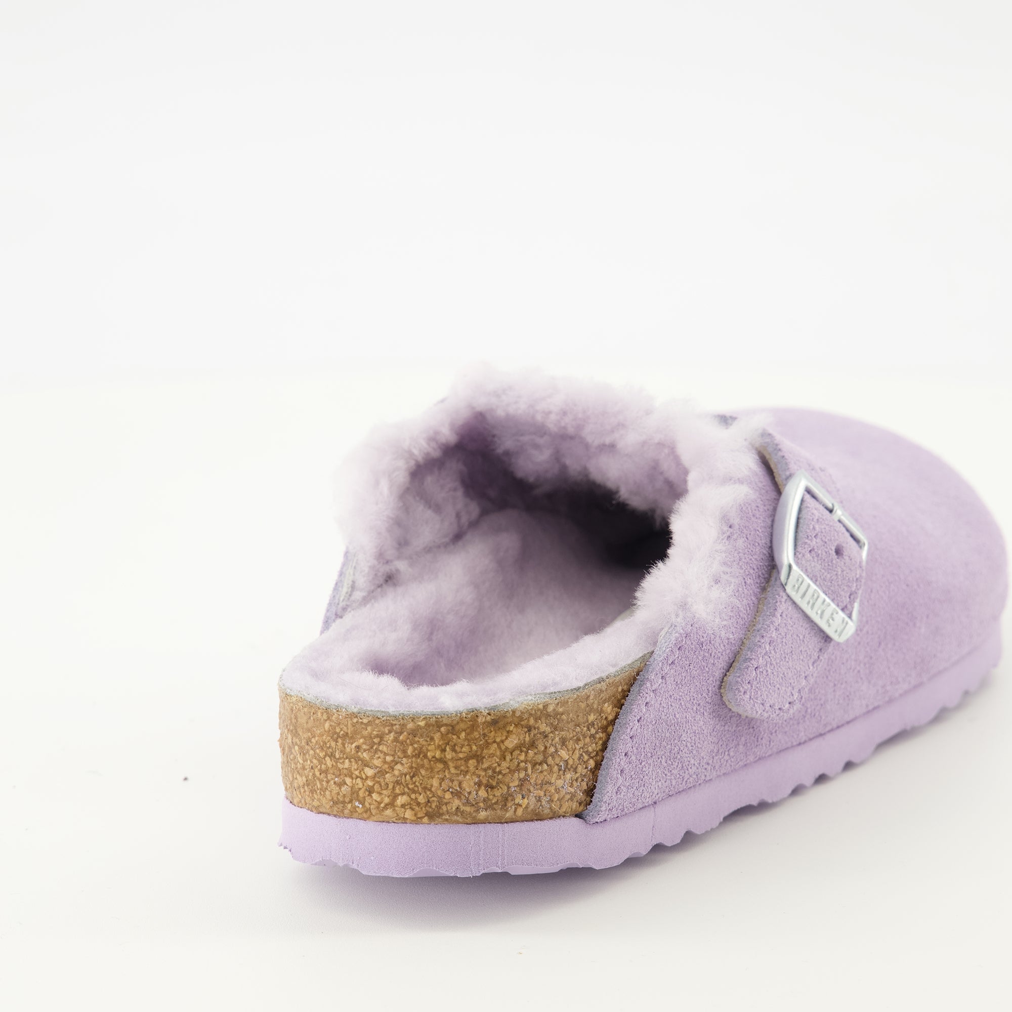Mules Boston à fourrure violette