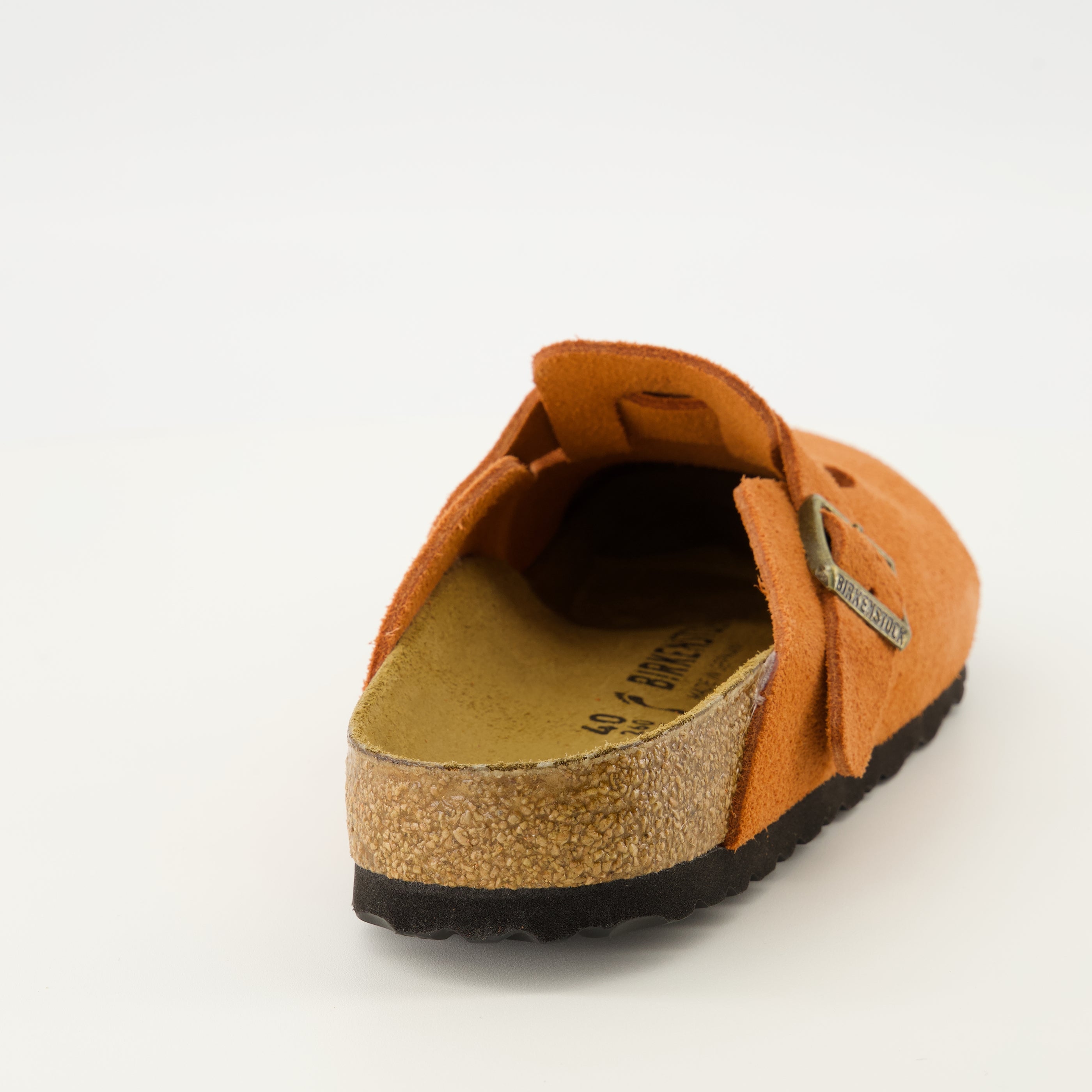 Mules Boston orange en suède